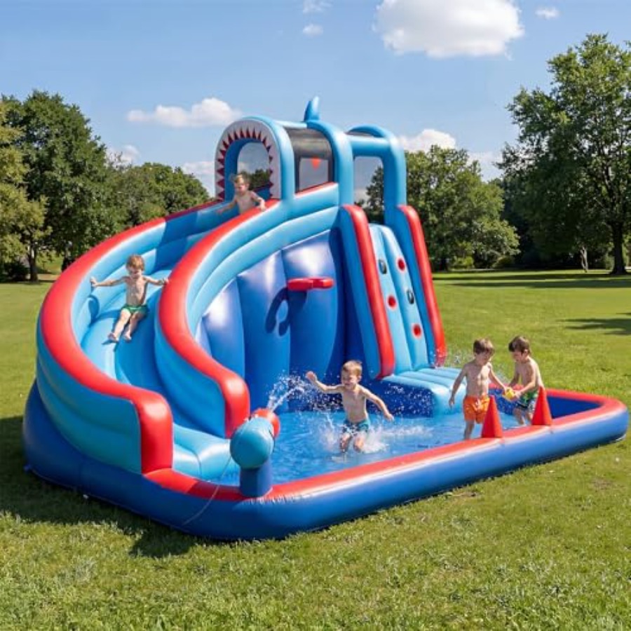 450W 송풍기, PVC 소재, 파란색과 노란색, 빠른 - Water Slide Inflatable 리뷰 및 가격