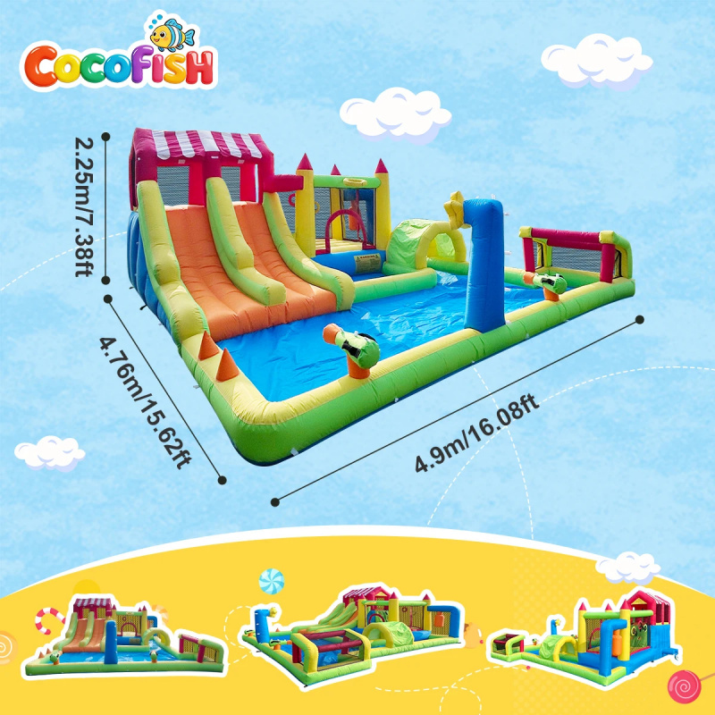 코코피쉬 코코피쉬 백야드 여름 워터파크 카니발 테마 이 - Water Slide Inflatable 리뷰 및 가격