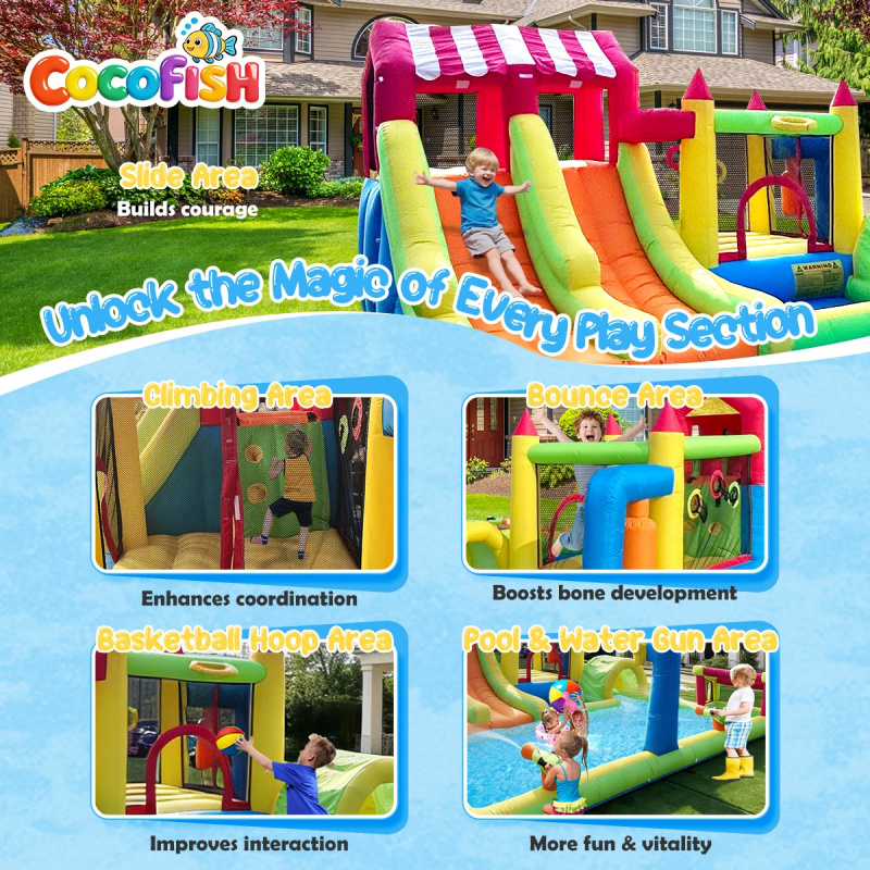 코코피쉬 코코피쉬 백야드 여름 워터파크 카니발 테마 이 - Water Slide Inflatable 리뷰 및 가격
