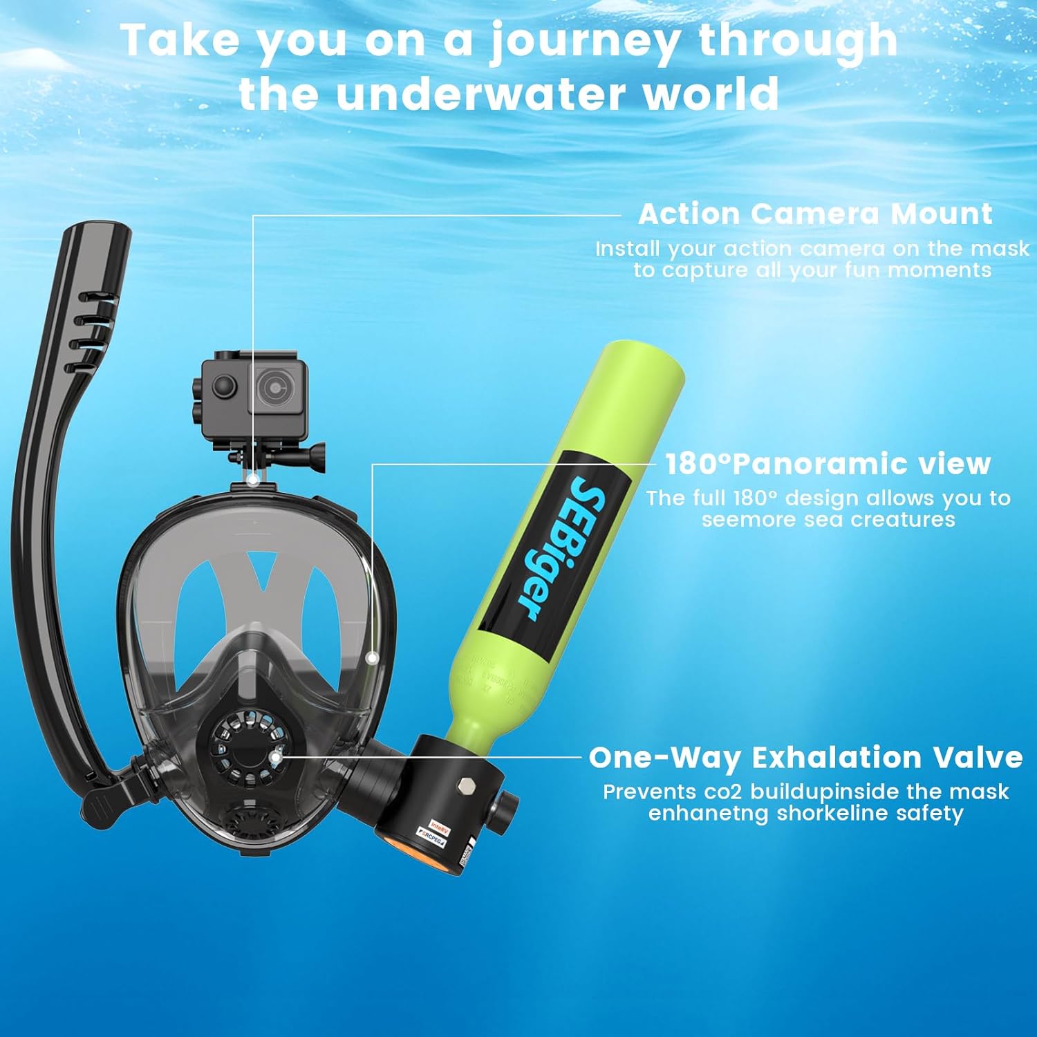 미니 스쿠버 탱크 0.5L, 풀페이스 스노클 마스크 포 - Snorkel Mask Full Face 리뷰 및 가격